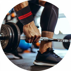 Modis kustom Gym Merah pembungkus pergelangan tangan kebugaran kain dukungan pergelangan tangan membungkus dengan kait grip dan tali untuk pria dan wanita - Product Image 4