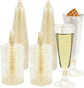 Mingyu Gold Champagne Glitter Verre jetable et plastique PS Matériel incassable pour Cocktail Soirée Mode - Product Image 1