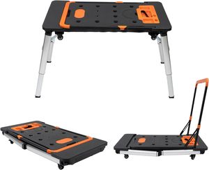 Banc de travail pliable robuste en ABS pour garage domestique, table de travail multi-usages 7 en 1 avec roues pour la construction et les réparations - Product Image 2