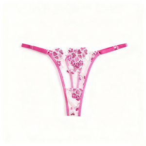Set Lingerie di Alta Qualità per Donne, Reggiseno <span class=keywords><strong>Sexy</strong></span> <span class=keywords><strong>Rosso</strong></span> Rosa Estivo con Fiori di Giglio Ricamati, Slip in Pizzo, Bikini - Product Image 4