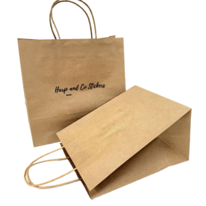 Sacs en papier recyclé biodégradable de luxe avec logo imprimé sur écran, poignée longue, sac de shopping personnalisé - Product Image 1