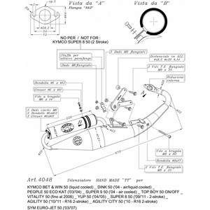 Sistema di scarico moto fatta a mano TT per KYMCO BET & WIN 50 raffreddato a liquido 2001-2007 modello 12821 - Product Image 2