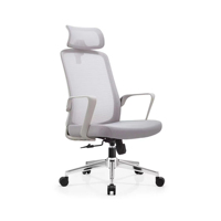 Chaise de bureau ergonomique moderne avec dossier haut en mousse, appui-tête réglable, support lombaire, pivotante, pour usage en salon