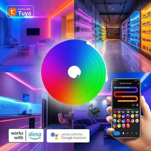 Factory-Ready 24V IP65 Waterproof <b>RGB</b> LED Neon Light Strip Set Colorful Silicone Soft WiFi App <b>Controlled</b> Dimmable CE Certified - Product Image 3