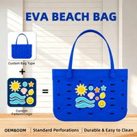 Sac de plage moyen personnalisé avec motif, sac fourre-tout de plage en EVA grande capacité, breloques décoratives personnalisées, sac fourre-tout pour femme