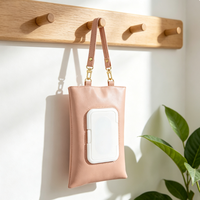 Pochette en cuir PU souple pour lingettes humides avec couvercle rabattable, support portable pour lingettes de bébé, sac à suspendre pour poussette, cadeau pour maman