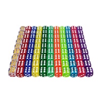 Cristal 6 Dés D6 Côté 16mm Couleur Points Blancs Bords Dés Transparents pour Club Jeu de Société
