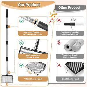 Ekstra uzun kedi kumu kepçesi tavuk Coop alüminyum alaşım olmayan bükme ayarlanabilir temizleme kürek Pet malzemeleri tavuk Poop Scooper - Product Image 3