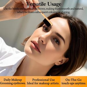Brosse professionnelle double face pour le contrôle des bords, en poils de sanglier et bambou, marque privée, brosse à sourcils tendance pour usage domestique - Product Image 3
