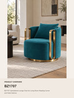 Fauteuil d'appoint moderne en velours, fauteuil pivotant rembourré pour salon, hall d'hôtel
