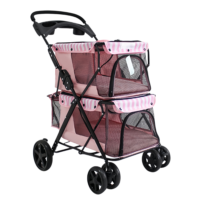 Poussette pliable pour animaux de compagnie, double couche, 4 roues, cadre en fer, maille respirante, pour toutes les saisons, pour chiots et chats