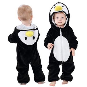 Michley Penguin Factory Venta al por mayor Logotipo personalizado Color Cremallera Pijamas para bebés recién nacidos 100% Franela Bebé Onesie Mamelucos <span class=keywords><strong>Pijama</strong></span> - Product Image 1