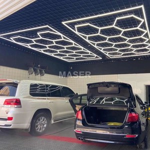 Lampe hexagonale à LED à gradation pour réparation automobile Plafonniers en nid d'abeille 4500K Système de 14 grilles pour garages d'atelier et de détail de <span class=keywords><strong>voiture</strong></span> - Product Image 5