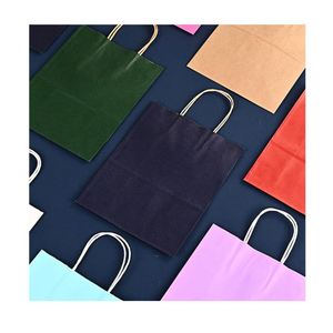 Sacs en papier kraft, sacs de courses colorés, sacs de couleur unie, sacs fourre-tout en stock de différentes tailles et couleurs - Product Image 5