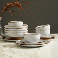 Service de table en grès blanc mat EKA, style européen, technique givrée, 16 pièces, certifié CE, personnalisable, vente en gros