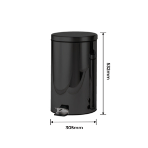 FANDA <b>BLACK</b> 12L STAINLESS STEEL PEDAL WASTE <b>BIN</b> - Product Image 2