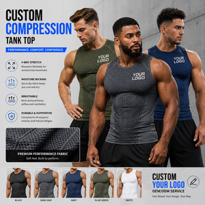 <span class=keywords><strong>Débardeur</strong></span> de compression personnalisé pour homme, sans manches, séchage rapide, pour la gym et le fitness, avec logo OEM - Product Image 4