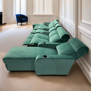 现代家庭影院电动斜躺沙发睡眠功能软床天鹅绒面料节省空间客厅家具 - Product Image 3