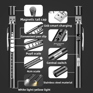 便携式液晶铝合金迷你二合一 LED 白色/黄色笔灯手电筒 USB 可充电应急照明 IP54 - Product Image 5