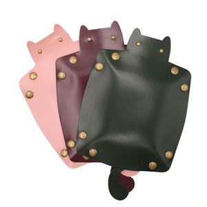 Cute PU <b>Leather</b> Cat Dice Tray Portable Snap Assembly Dice Tray Rolling Desk Storage - Product Image 3