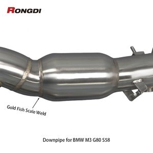 ท่อดาวน์ไปป์สแตนเลส 304 สำหรับ BMW M3 G80 M4 G82 S58 3.0T ปี 2021-2025 แบบขัดเงา พร้อมแคท 200 เซลล์ - Product Image 3