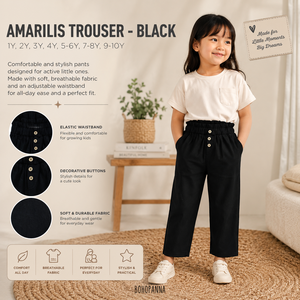 กางเกงขายาวสีดำ Amarilis ผ้าฝ้ายระบายอากาศได้ดี สวมใส่สบาย เนื้อผ้านุ่ม ยืดหยุ่นได้ เหมาะสำหรับไปโรงเรียน ท่องเที่ยว และช่วงเวลาที่สนุกสนาน - Product Image 4