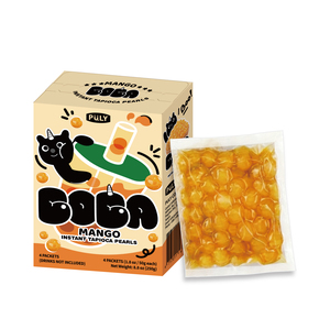 Perles de thé au lait anti-casse pour la restauration, saveur mangue, instantanées, micro-ondables, Boba, pack 50g x 4 - Product Image 2
