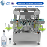 Etiquetadora Rotativa de Alta Velocidad 30-150 Botellas/Min, Aplicadora Automática de Etiquetas Controlada por PLC para Botellas de Vidrio Cuadradas y Latas