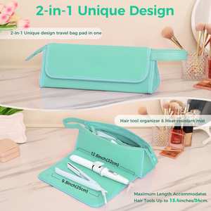 Heat-Resistant Multi-Pocket Stylish 2-in-1 Hair Tool Bag Tidy Hair Styling Tools and Makeup Essentials - Product Image 4