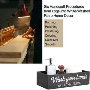 Caja de almacenamiento de madera negra con tapa abierta para pañuelos de papel, organizador de vasos, para escritorio, baño, cafetería - Product Image 4
