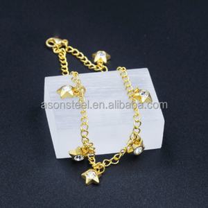 Chaîne de cheville fantaisie plaquée or populaire avec pendentif cinq étoiles - Product Image 6