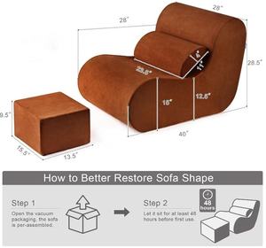 Nouveaux produits Grand fauteuil pouf en tissu <span class=keywords><strong>convertible</strong></span> Confortable fauteuil de détente avec ottoman pour appartement et salon - Product Image 2