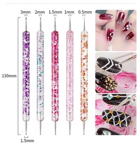 Stylo à points pour nail art, manche orné de perles de cristal, double embout pour dessin et peinture, outils de manucure pour strass, outil à points pour manucure - Product Image 6