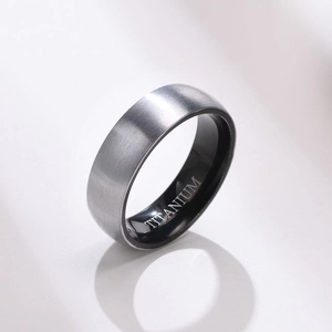 Brushed Effect Mens Band <b>Rings</b> Silver <b>Black</b> Plated Custom <b>Titanium</b> <b>Rings</b> for Man - Product Image 3