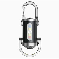 Mini lampe torche porte-clés rechargeable, lampe de travail COB de poche, lumière d'avertissement d'urgence avec crochet pour le camping, la marche et la randonnée