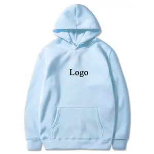 Wholesale Spring White Color Sky Blue 3d Print Logo Hoodie Men Custom Heavyweight OEM Size Workspace Pullover Hoodie