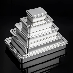 Assiette à <span class=keywords><strong>tiramisu</strong></span> en acier inoxydable 304 à fond <span class=keywords><strong>plat</strong></span>, compatible micro-ondes, dorée, <span class=keywords><strong>pour</strong></span> accompagnement, préparation culinaire, hot pot et boîtes repas - Product Image 3