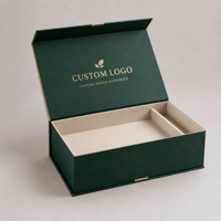 Boîte cadeau rigide verte personnalisée avec insert compartimenté et couvercle à charnière pour cadeaux de détail, logo personnalisé, OEM, ODM, vente en gros