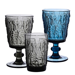 Samyo vente en gros mexique pressé en relief bleu coloré Vintage verre à <span class=keywords><strong>vin</strong></span> <span class=keywords><strong>rouge</strong></span> verres à gobelet - Product Image 2