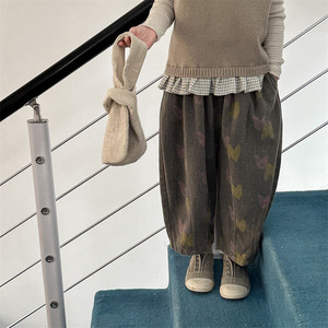 <span class=keywords><strong>Pantaloni</strong></span> Casual <span class=keywords><strong>per</strong></span> Bambine Stile Coreano Primavera-Autunno 2026, Vita Alta con Elastico, in Cotone Lavato - Product Image 3