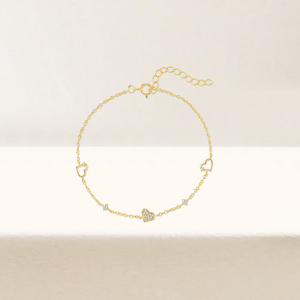925 Bow Shape Fashion <b>Heart</b> Zircon Two Layer <b>Bracelet</b> for Young Girl - Product Image 3