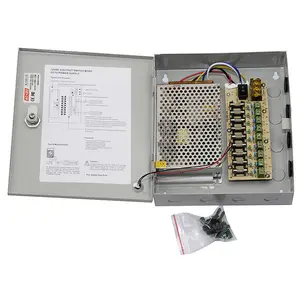 Caja de fuente de alimentación conmutada para cámara de vídeo CCTV, caja de fuente de alimentación de 9 canales, 12V, 10A, entrada de 9 canales, CA de 100-240V a CC de 12V