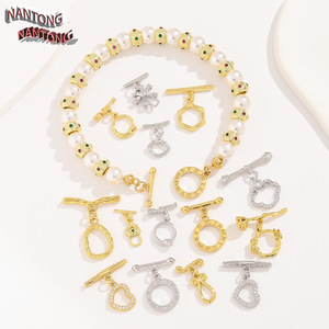 NANTONG 14K Gold Plated <b>Copper</b> OT Buckle Clasp Mixed Shapes Cubic Zirconia For <b>Bracelet</b> Making DIY Jewelry Accessories - Product Image 2