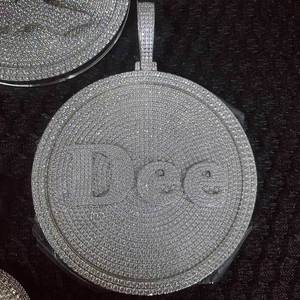 Colgante de disco con monograma personalizado, plata 925, moissanita VVS, letra, estilo Hip Hop Bling, certificado GRA, pasa la prueba de autenticidad, joyería - Product Image 5