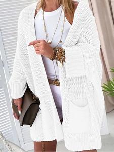 Dropshipping Solid Color Casual Long Sleeve Sweater <b>Cardigan</b> Women Knit Fashion - Product Image 5