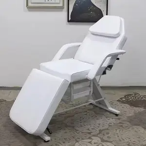Moredesign - Cama de massagem para salão de beleza facial, corpo hidráulico ajustável de metal, spa elétrico portátil dobrável e com armário de armazenamento