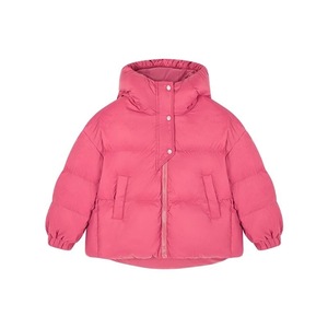 Girls Winter Short Hooded Cotton <b>Coat</b> Fleece <b>Lined</b> Thickened Windproof Loose Fit Childrens Warm Outerwear - Product Image 5