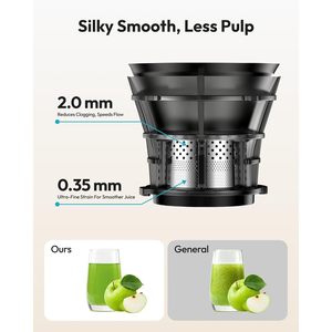 Extractor de jugos en frío Euhome con boca de alimentación de 5.7 pulgadas, 400W, masticación lenta para frutas y verduras enteras, motor de acero inoxidable - Product Image 6