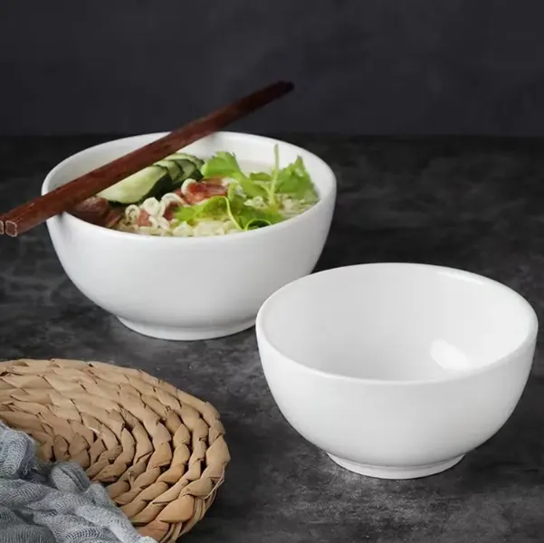 Großhandel Restaurant Küche Lebensmittelqualität weiße kleine Suppe 100 % Melamin Salatschüssel für Reis