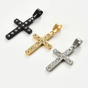 Collier pendentif croix en zircon pour homme, en acier inoxydable, étanche, hypoallergénique, avec breloque religieuse délicate, amulette, bijou - Product Image 3